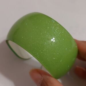 Green Metallic Shimmer Acrylic Cuff Bracelet